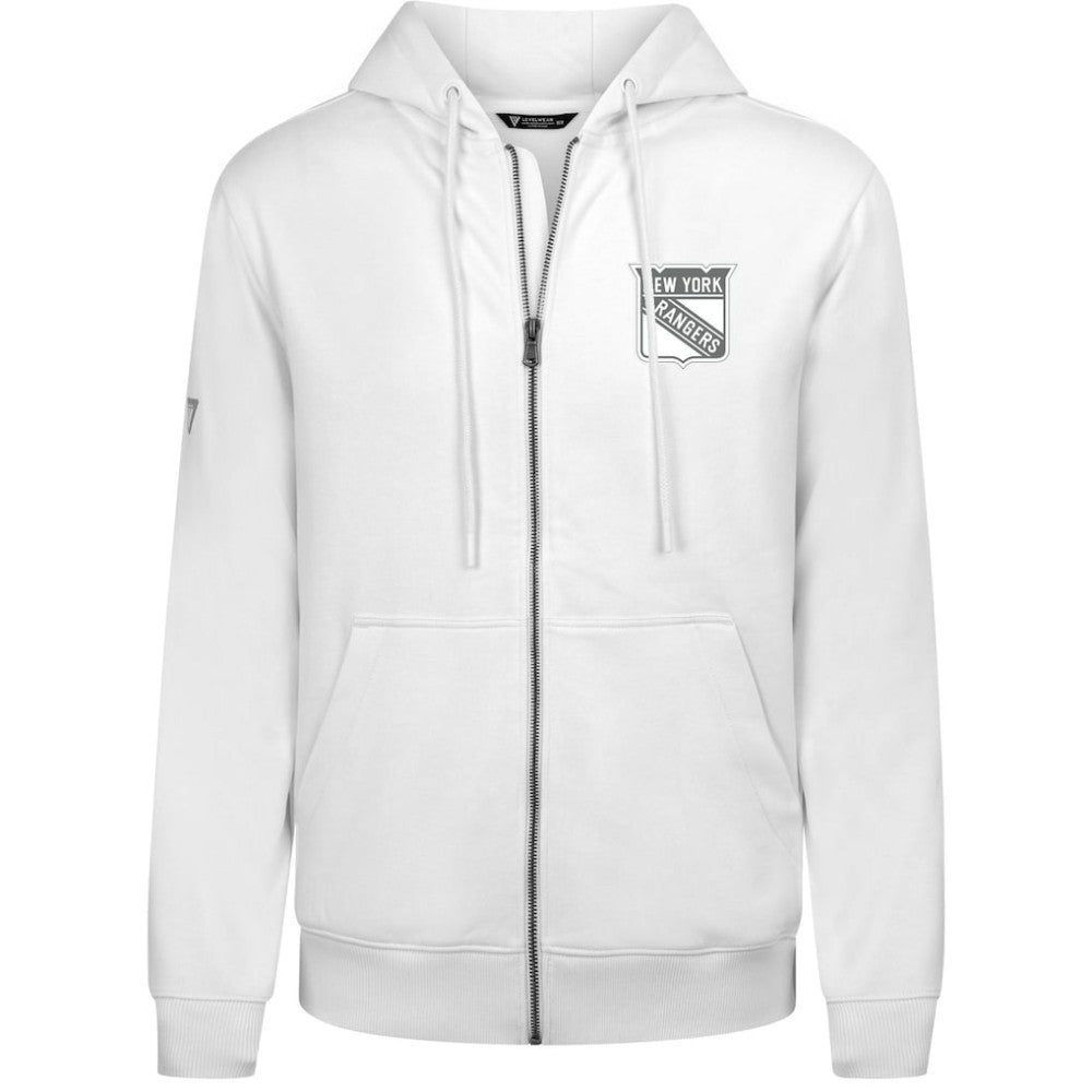 New York Rangers Levelwear Podium Chenille Logo Full-Zip Hoodie - White - NHL