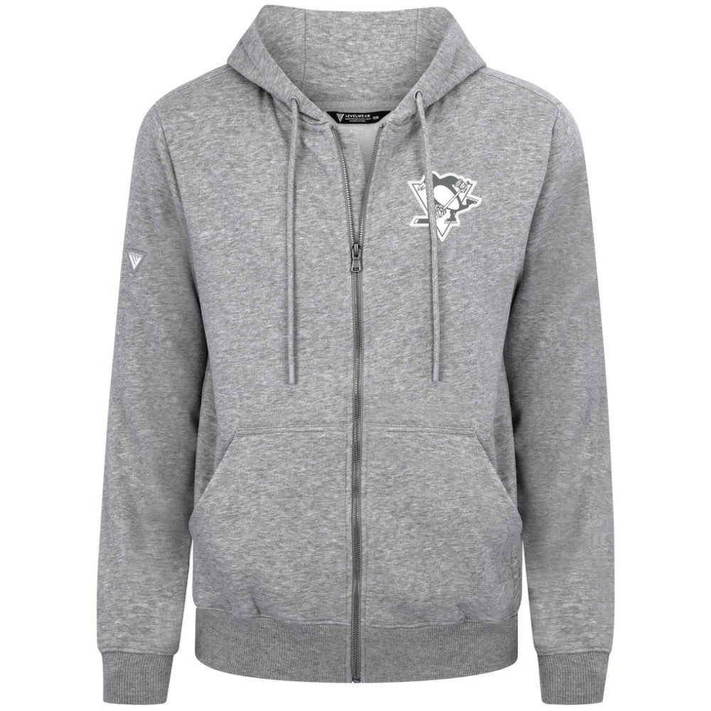 Pittsburgh Penguins Levelwear Podium Chenille Logo Full-Zip Hoodie - Gray - NHL