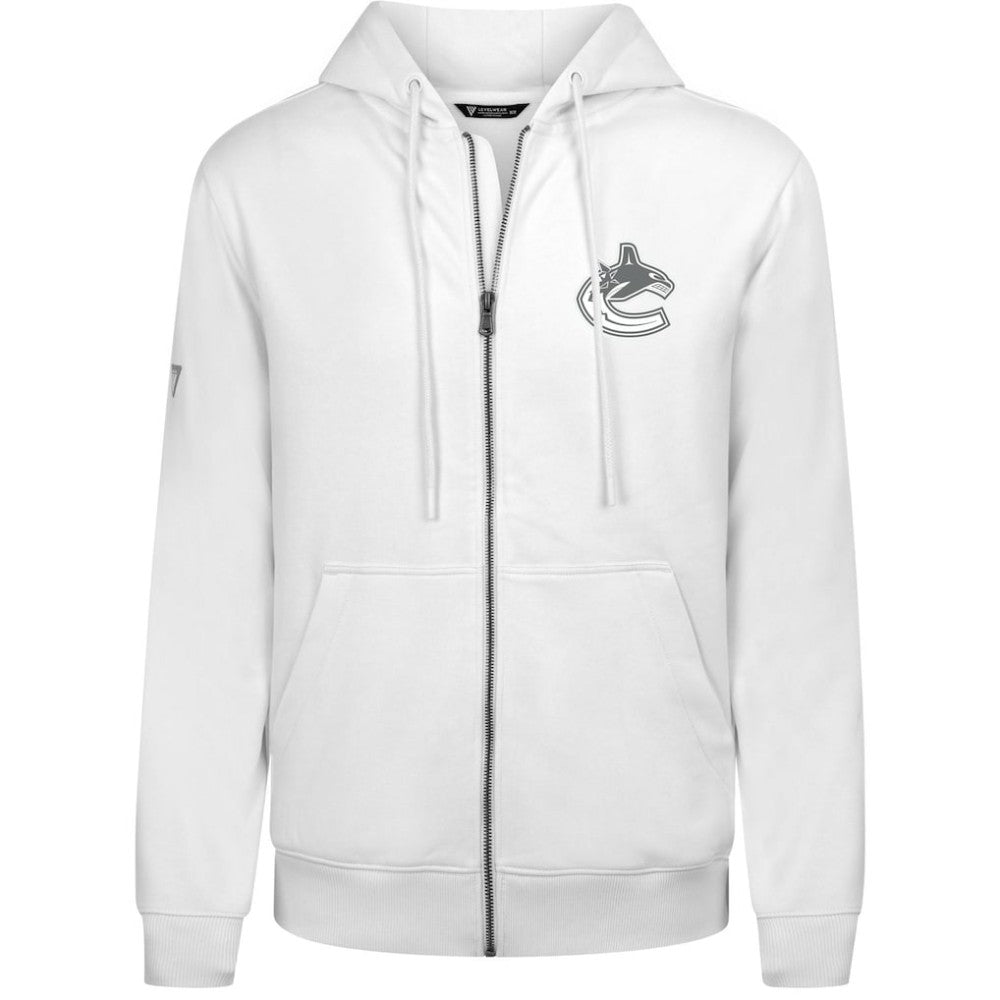 Vancouver Canucks Levelwear Podium Chenille Logo Full-Zip Hoodie - White - NHL