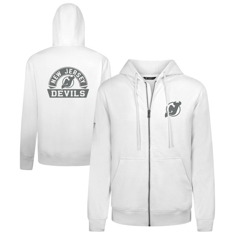 New Jersey Devils Levelwear Podium Chenille Logo Full-Zip Hoodie - White - NHL