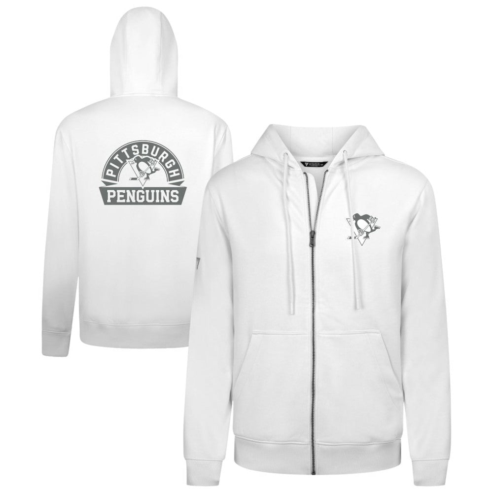 Pittsburgh Penguins Levelwear Podium Banner Arch Full-Zip Hoodie - White - NHL
