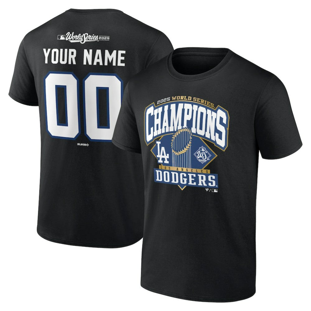 Los Angeles Dodgers 2025 World Series Champions Custom Name & Number T-Shirt - MLB