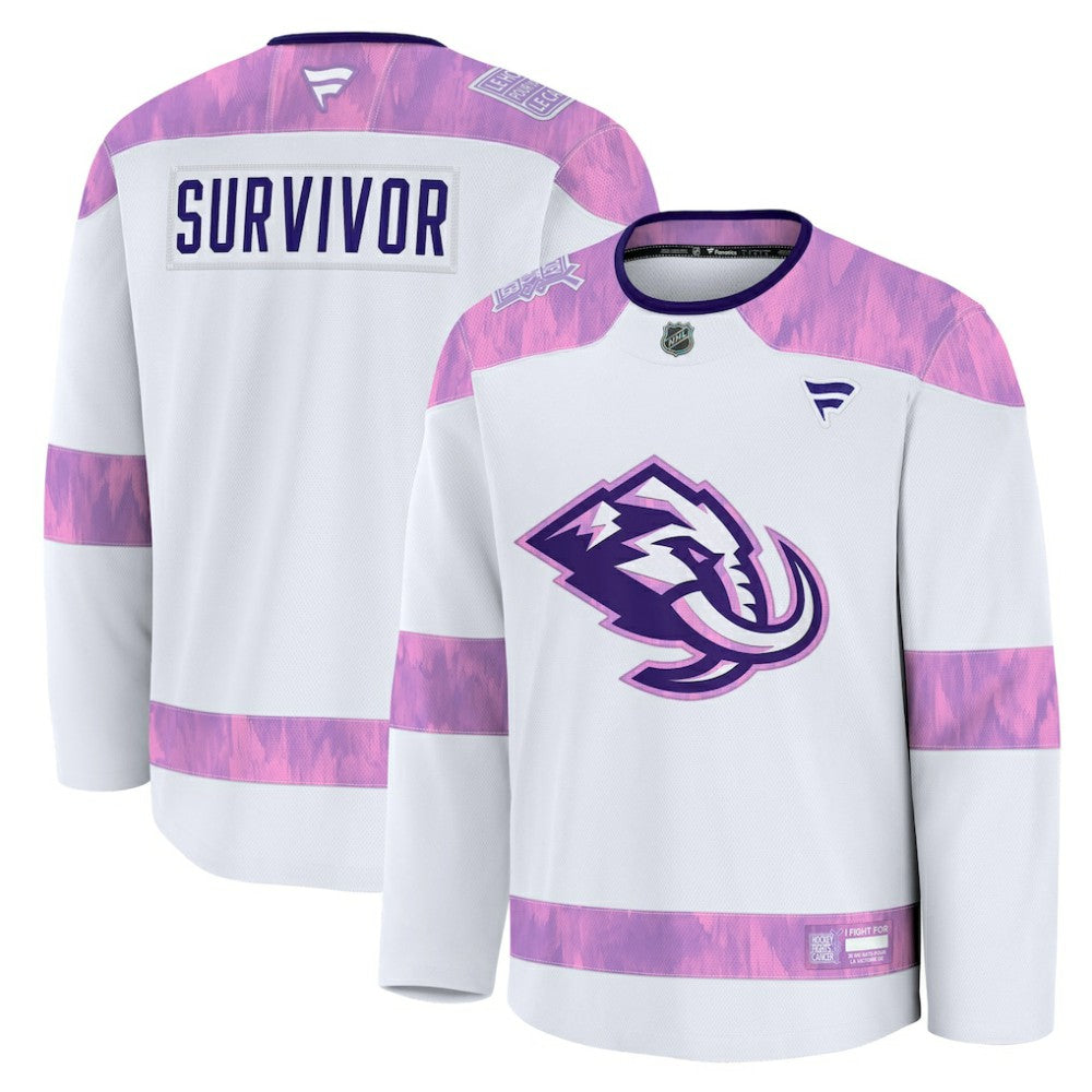 Utah Mammoth Fanatics Hockey Fights Cancer Survivor Practice Jersey - White - NHL