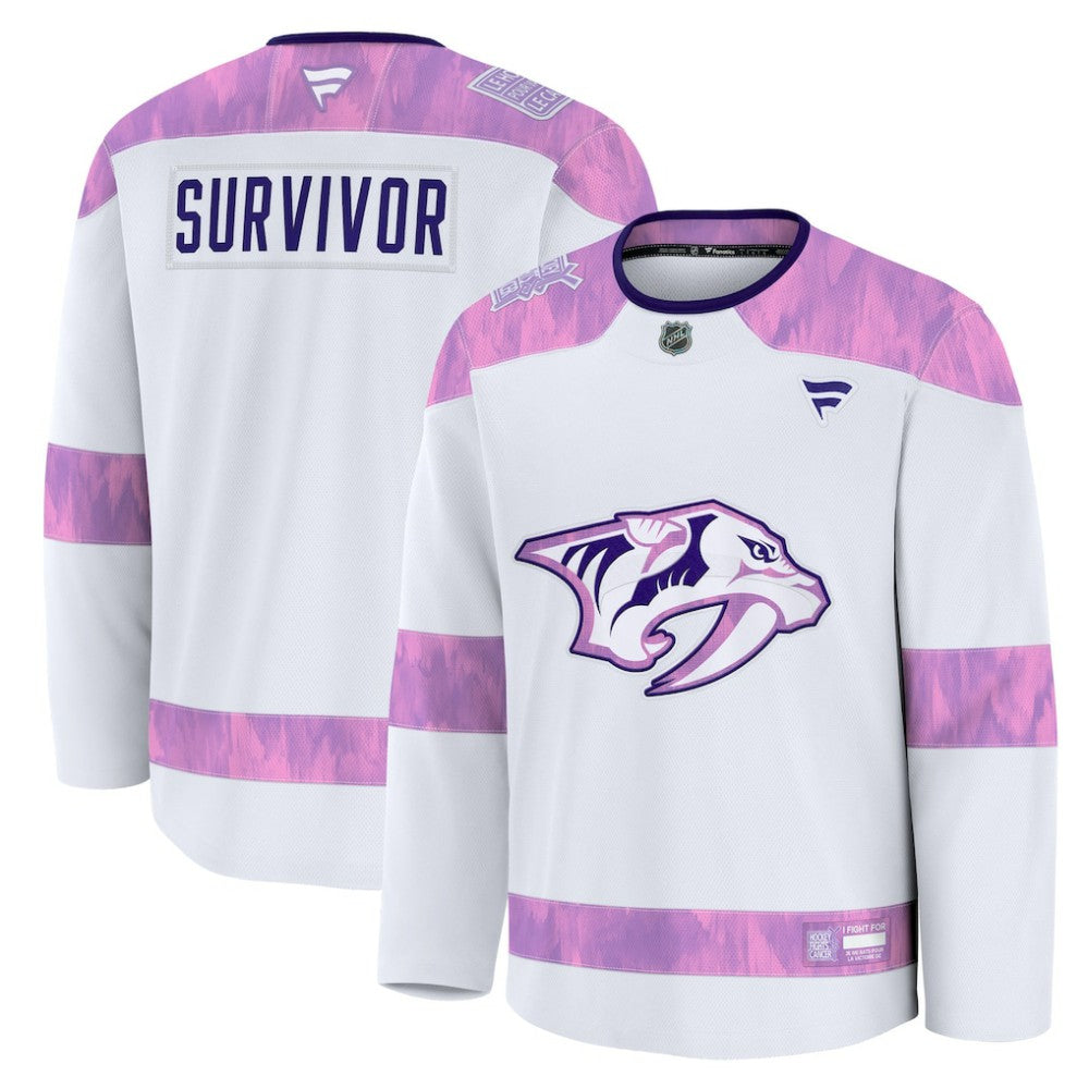 Nashville Predators Fanatics Hockey Fights Cancer Survivor Practice Jersey - White - NHL