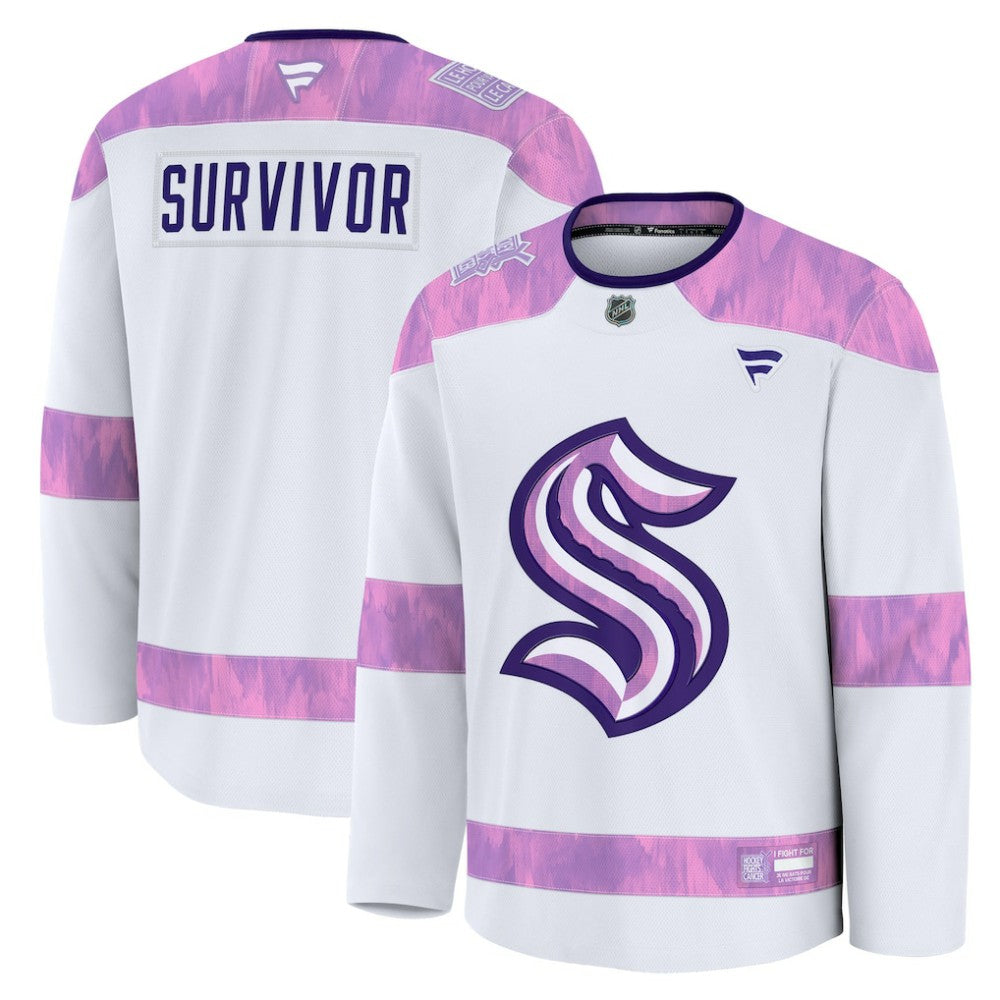 Seattle Kraken Fanatics Hockey Fights Cancer Survivor Practice Jersey - White - NHL