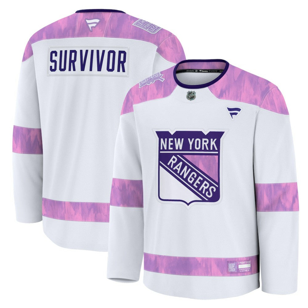 New York Rangers Fanatics Hockey Fights Cancer Survivor Practice Jersey - White - NHL