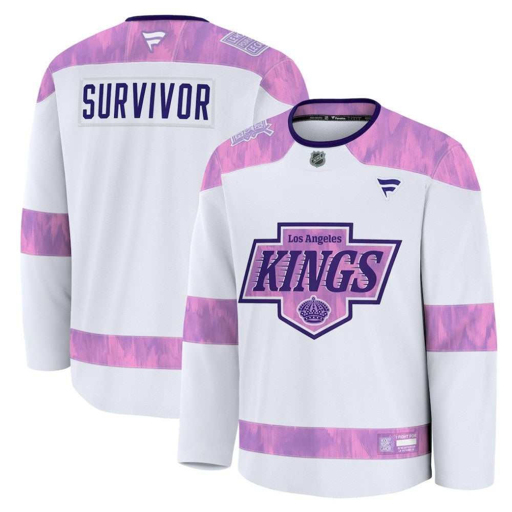 Los Angeles Kings Fanatics Hockey Fights Cancer Survivor Practice Jersey - White - NHL