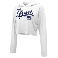 Jaxson Dart New York Giants Majestic Threads Women's Glitter Wordmark Hoodie White | NFL