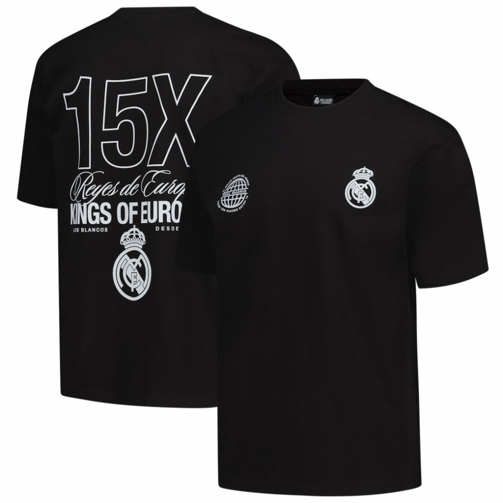 Real Madrid Peace Collective Unisex European Champions Heavyweight T-Shirt Black - FIFA World CUP