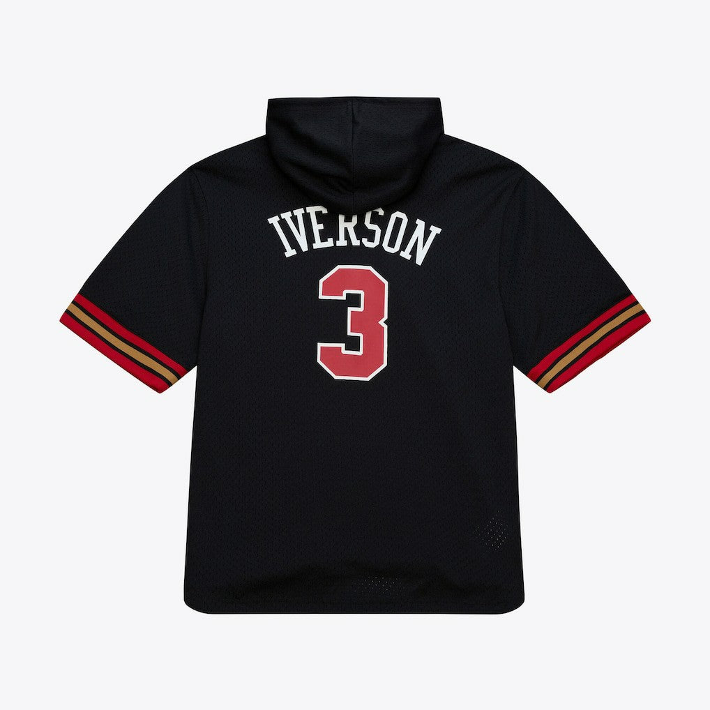 Allen Iverson Philadelphia 76ers Mesh Name & Number Short Sleeve Hoodie Black - NBA
