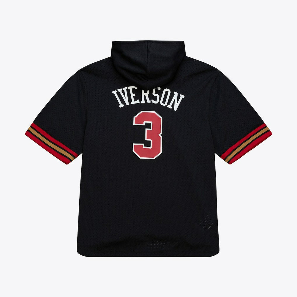 Allen Iverson Philadelphia 76ers Mesh Name & Number Short Sleeve Hoodie Black - NBA
