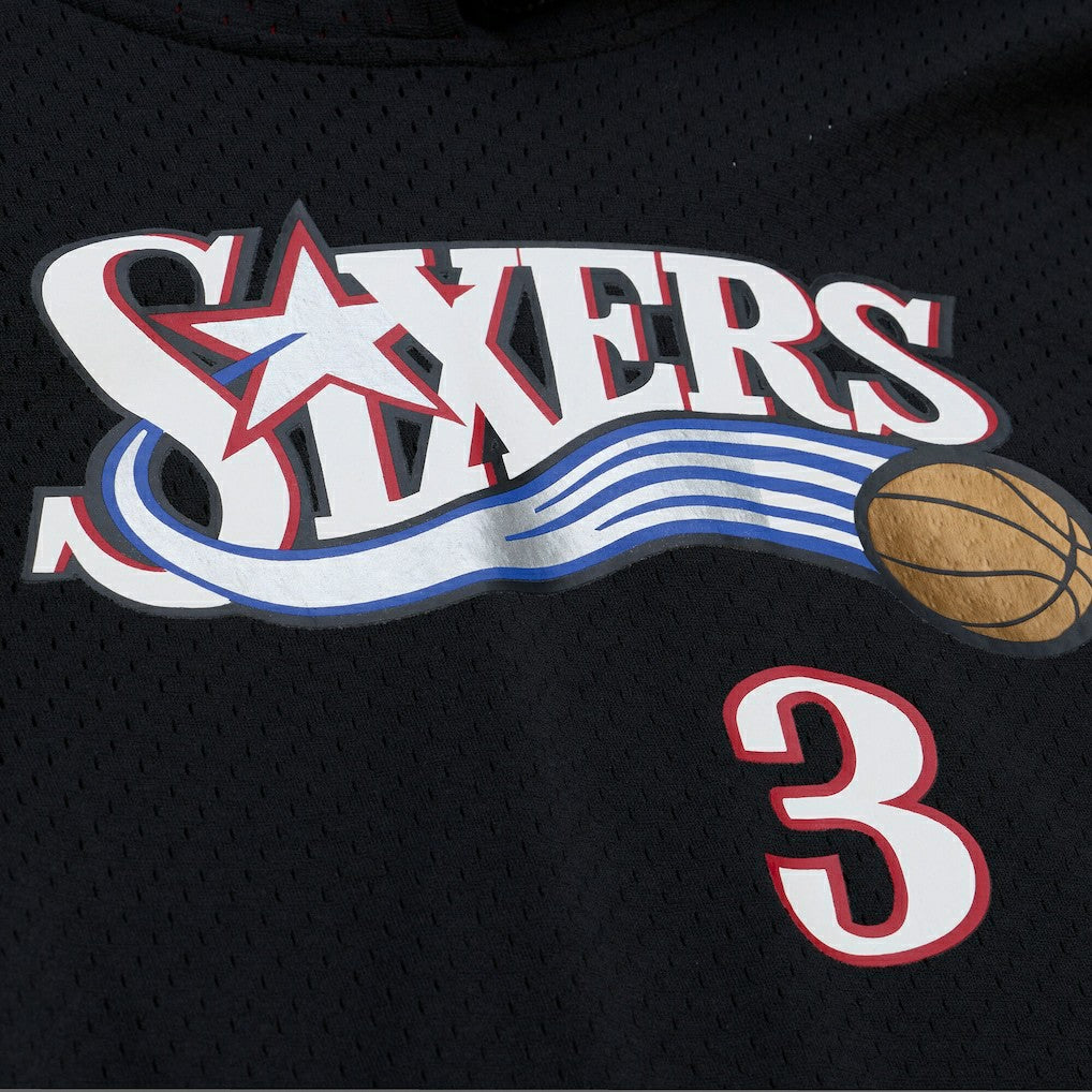 Allen Iverson Philadelphia 76ers Mesh Name & Number Short Sleeve Hoodie Black - NBA