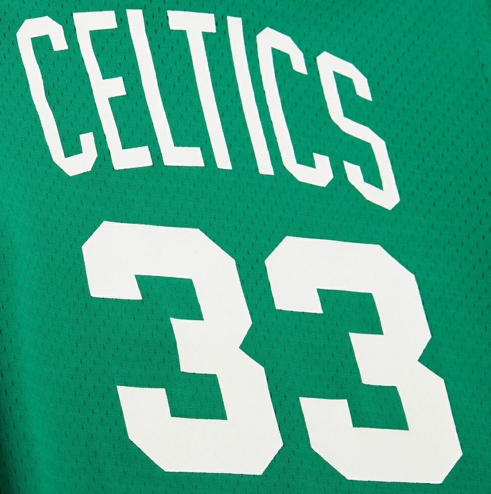 Larry Bird Boston Celtics Mesh Name & Number Short Sleeve Hoodie Kelly Green - NBA