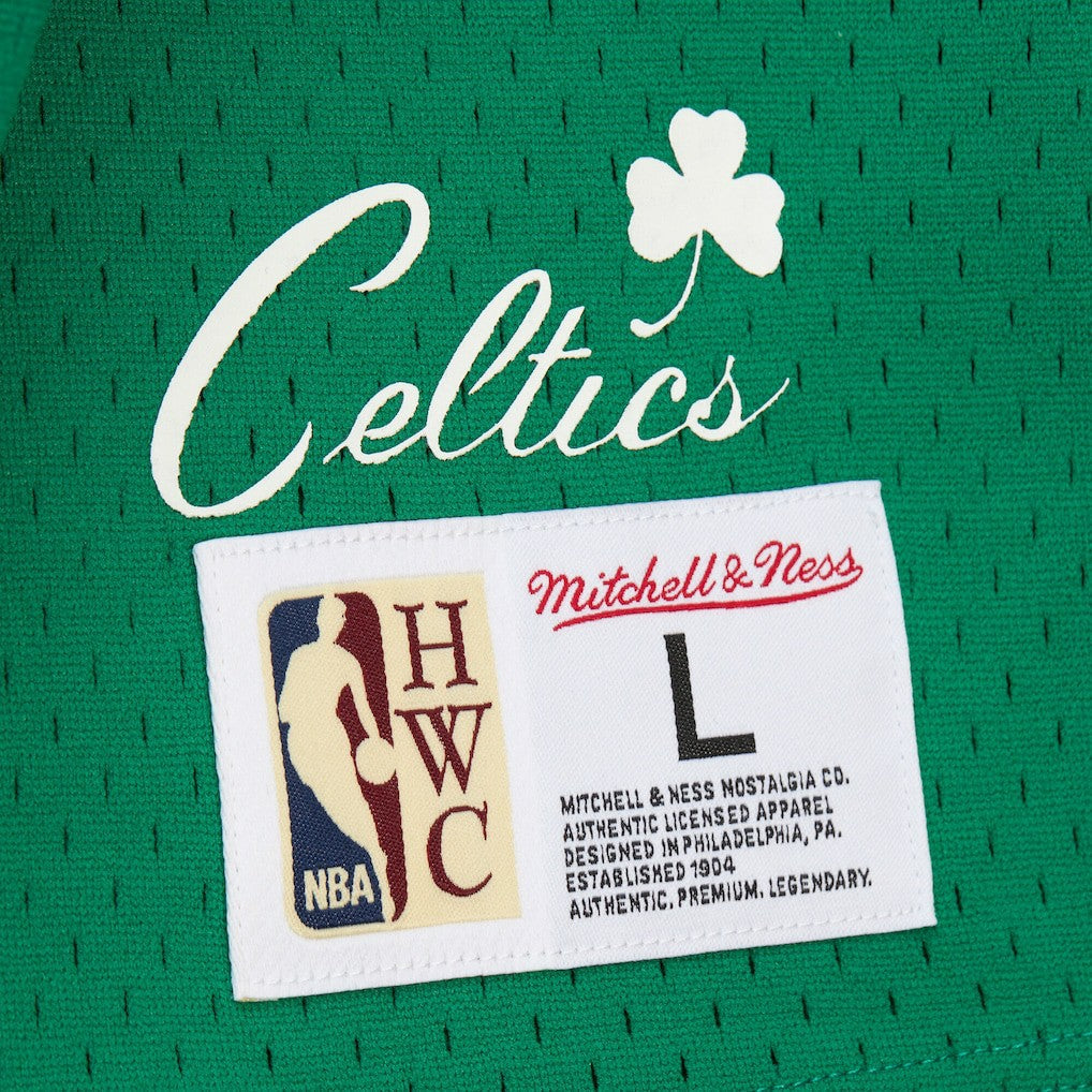Larry Bird Boston Celtics Mesh Name & Number Short Sleeve Hoodie Kelly Green - NBA