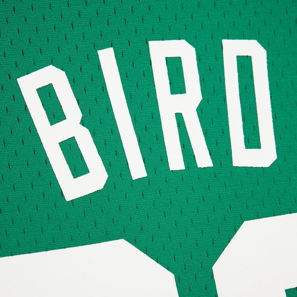 Larry Bird Boston Celtics Mesh Name & Number Short Sleeve Hoodie Kelly Green - NBA