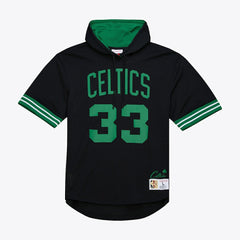 Larry Bird Boston Celtics Mesh Name & Number Short Sleeve Hoodie Black - NBA