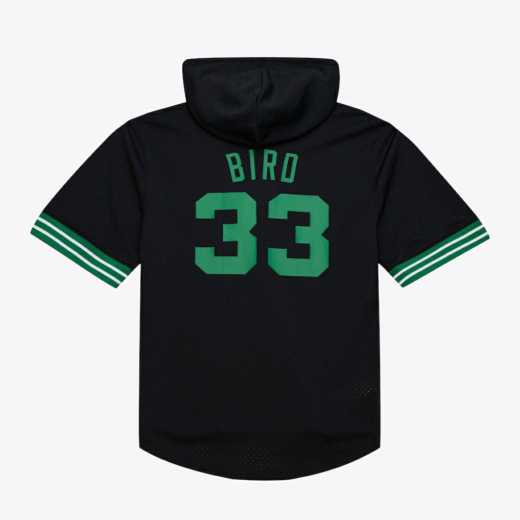 Larry Bird Boston Celtics Mesh Name & Number Short Sleeve Hoodie Black - NBA