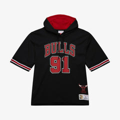 Dennis Rodman Chicago Bulls Mesh Name & Number Short Sleeve Hoodie Black - NBA