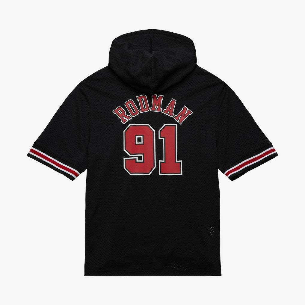 Dennis Rodman Chicago Bulls Mesh Name & Number Short Sleeve Hoodie Black - NBA