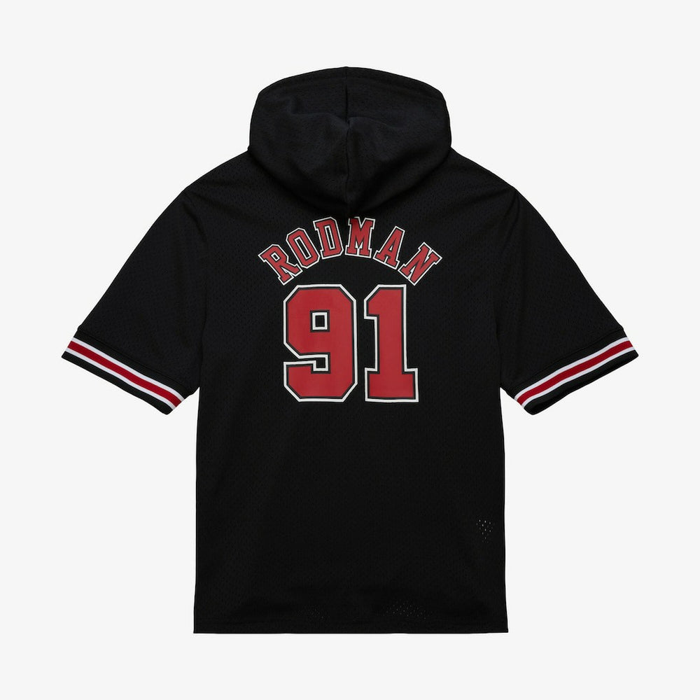 Dennis Rodman Chicago Bulls Mesh Name & Number Short Sleeve Hoodie Black - NBA