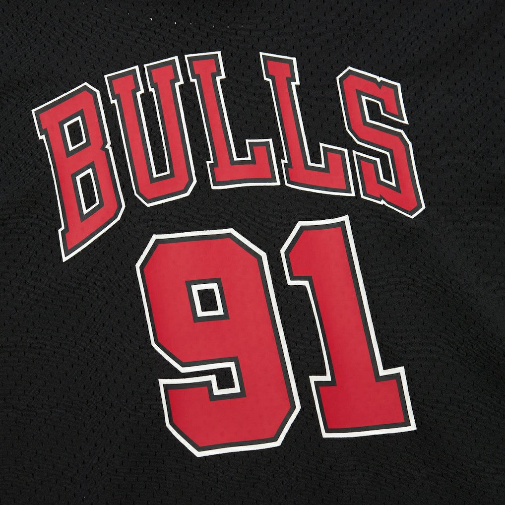 Dennis Rodman Chicago Bulls Mesh Name & Number Short Sleeve Hoodie Black - NBA