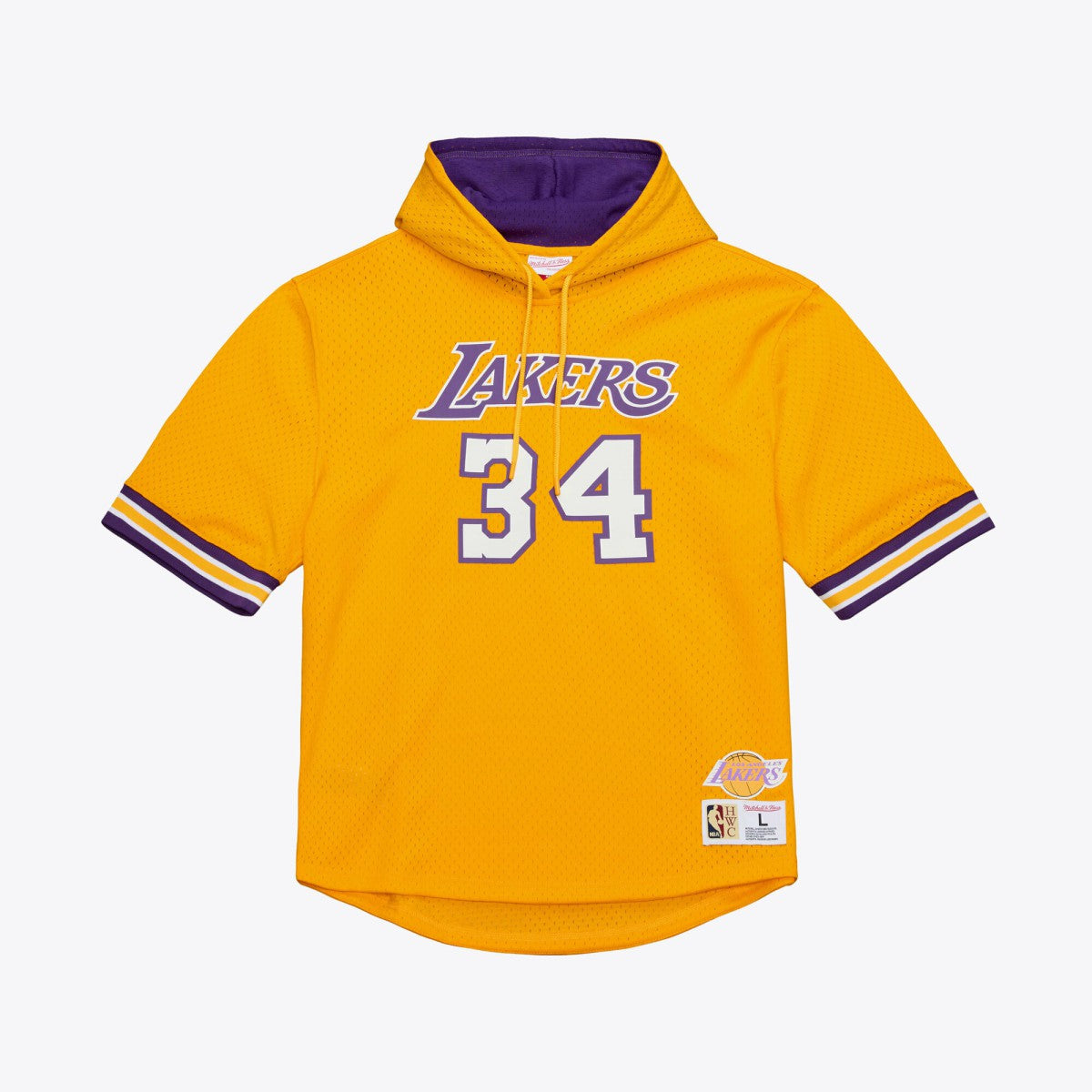 Shaquille O'Neal Los Angeles Lakers Mesh Name & Number Short Sleeve Hoodie Gold - NBA