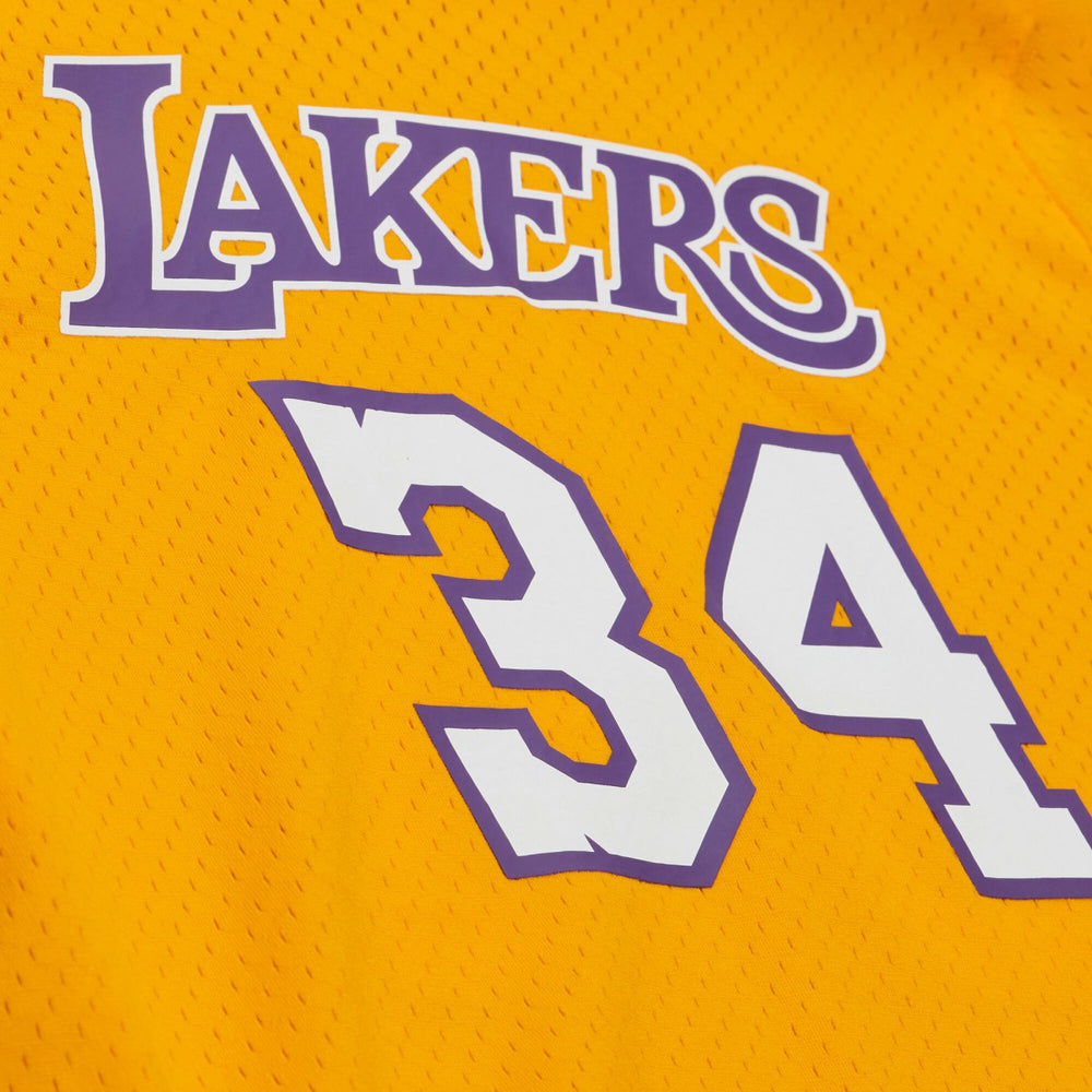 Shaquille O'Neal Los Angeles Lakers Mesh Name & Number Short Sleeve Hoodie Gold - NBA