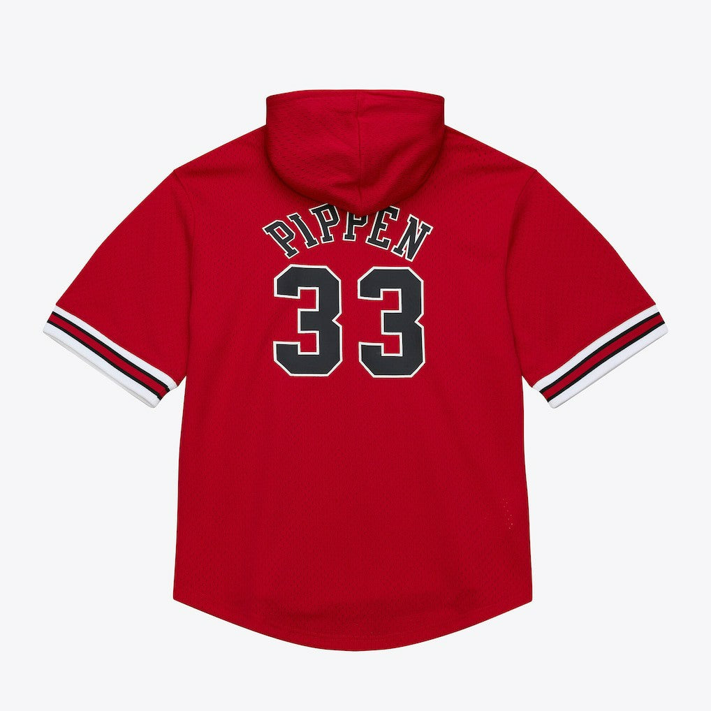 Scottie Pippen Chicago Bulls Mesh Name & Number Short Sleeve Hoodie Red - NBA