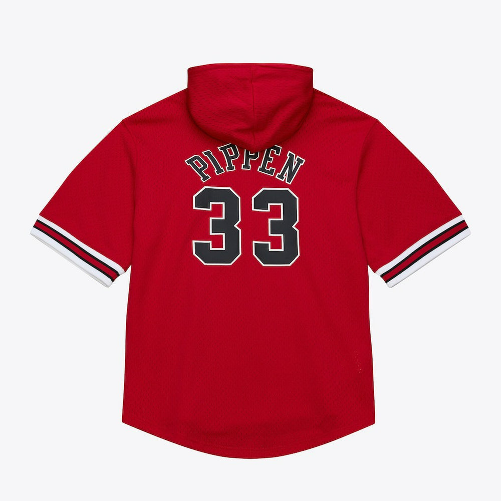 Scottie Pippen Chicago Bulls Mesh Name & Number Short Sleeve Hoodie Red - NBA