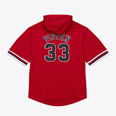 Scottie Pippen Chicago Bulls Mesh Name & Number Short Sleeve Hoodie Red - NBA
