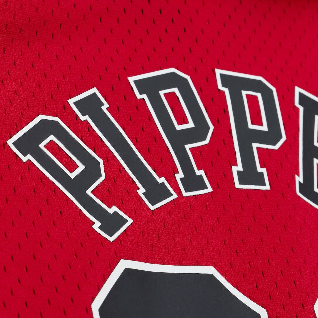 Scottie Pippen Chicago Bulls Mesh Name & Number Short Sleeve Hoodie Red - NBA