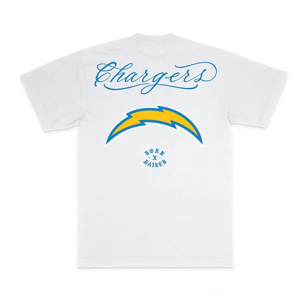 Los Angeles Chargers Born x Raised Unisex Fine Line T-Shirt White | NFL
