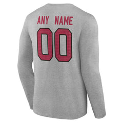 Arizona Cardinals Team Authentic Personalized Name & Number Long Sleeve T-Shirt Gray | NFL