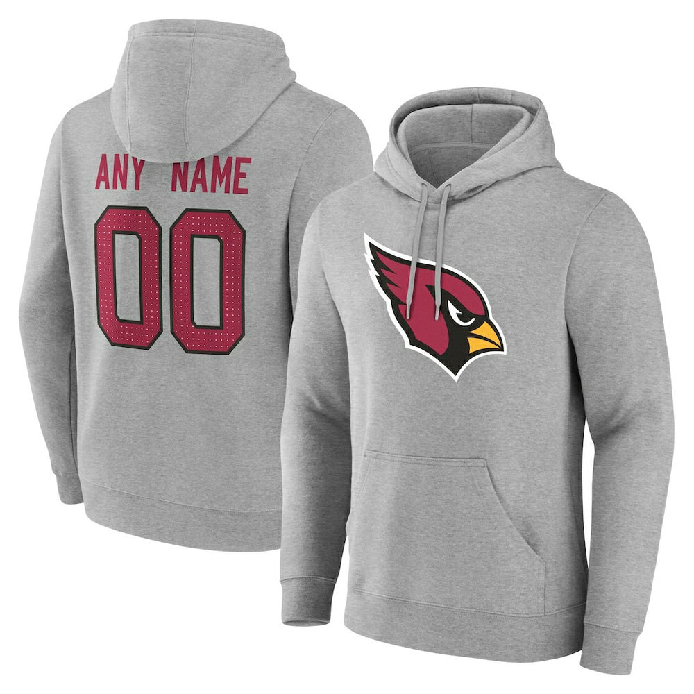 Arizona Cardinals Team Authentic Personalized Name & Number Hoodie Gray | NFL