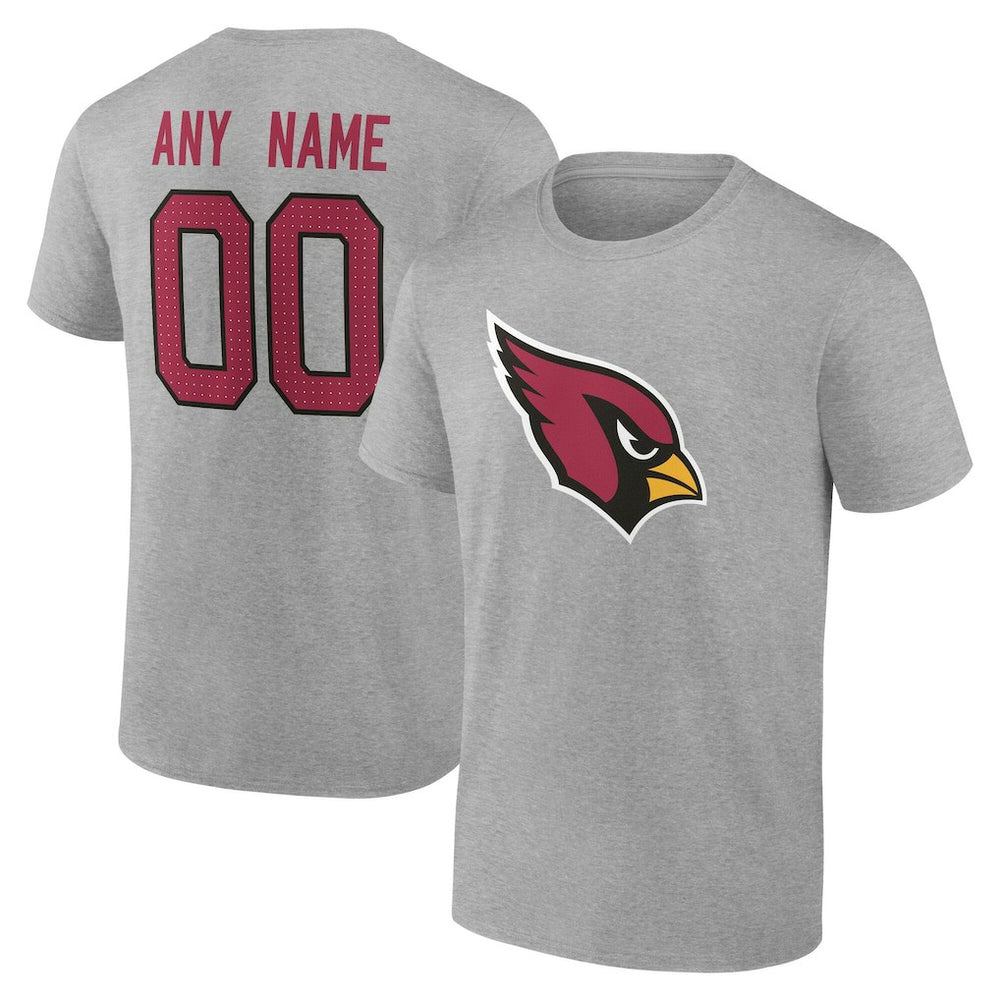 Arizona Cardinals Team Authentic Personalized Name & Number T-Shirt Gray | NFL