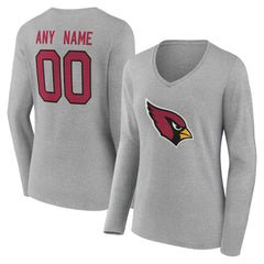 Arizona Cardinals Women's Team Authentic Personalized Name & Number Long Sleeve V-Neck T-Shirt Gray | NFL