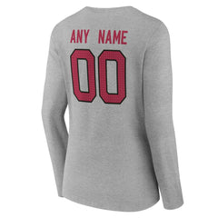 Arizona Cardinals Women's Team Authentic Personalized Name & Number Long Sleeve V-Neck T-Shirt Gray | NFL