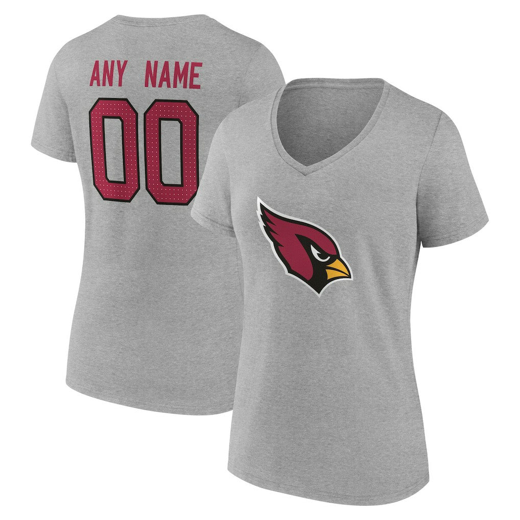 Arizona Cardinals Women's Team Authentic Personalized Name & Number V-Neck T-Shirt Gray | NFL