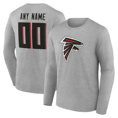 Atlanta Falcons Team Authentic Personalized Name & Number Long Sleeve T-Shirt Gray | NFL