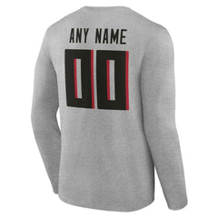 Atlanta Falcons Team Authentic Personalized Name & Number Long Sleeve T-Shirt Gray | NFL