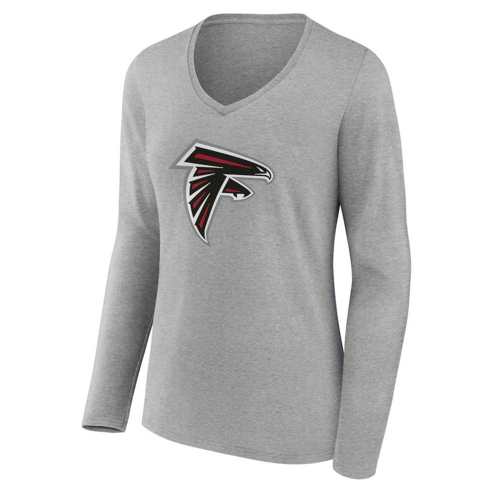 Atlanta Falcons Women's Team Authentic Personalized Name & Number Long Sleeve V-Neck T-Shirt Gray | NFL
