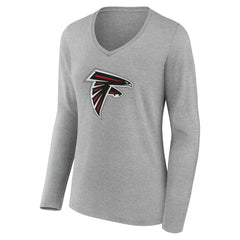 Atlanta Falcons Women's Team Authentic Personalized Name & Number Long Sleeve V-Neck T-Shirt Gray | NFL