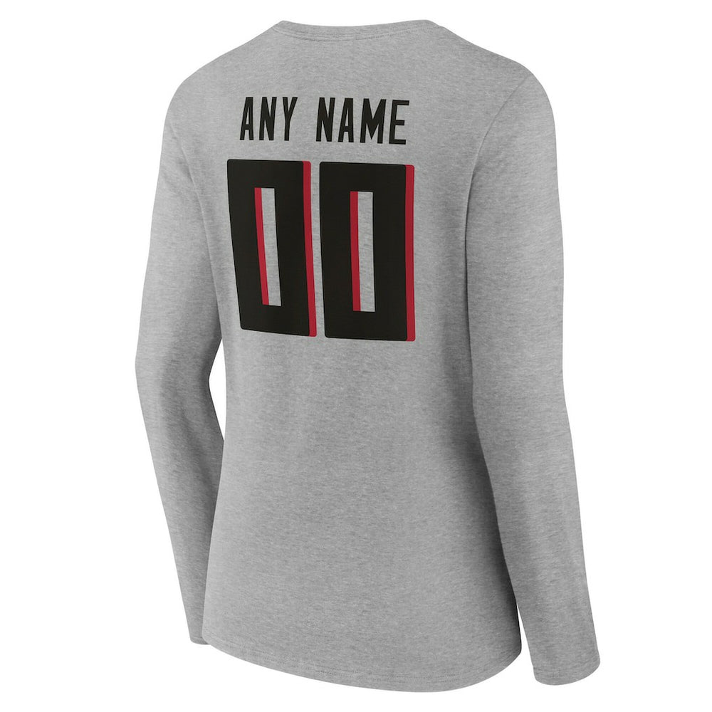 Atlanta Falcons Women's Team Authentic Personalized Name & Number Long Sleeve V-Neck T-Shirt Gray | NFL