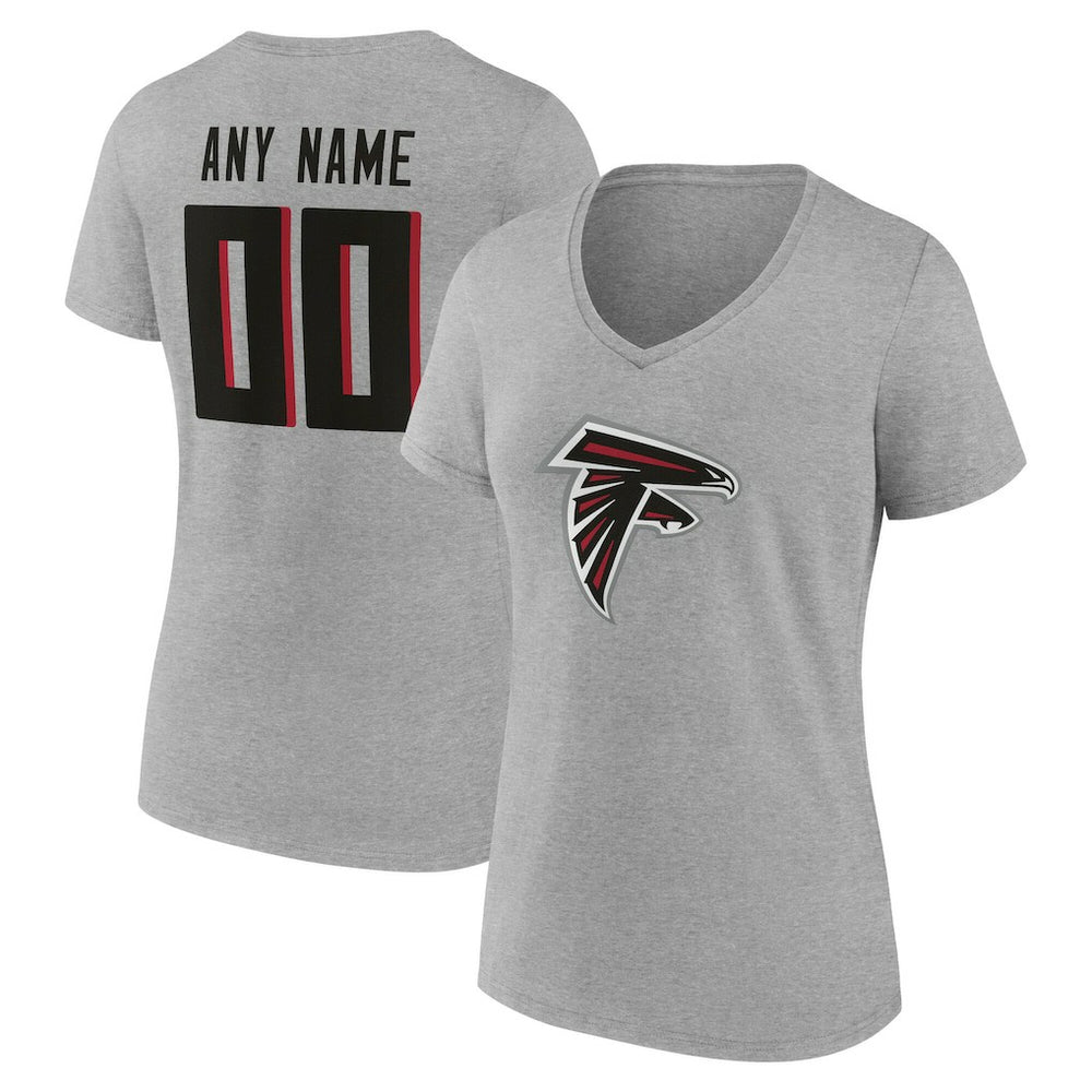 Atlanta Falcons Women's Team Authentic Personalized Name & Number V-Neck T-Shirt Gray | NFL