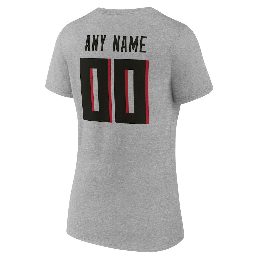 Atlanta Falcons Women's Team Authentic Personalized Name & Number V-Neck T-Shirt Gray | NFL