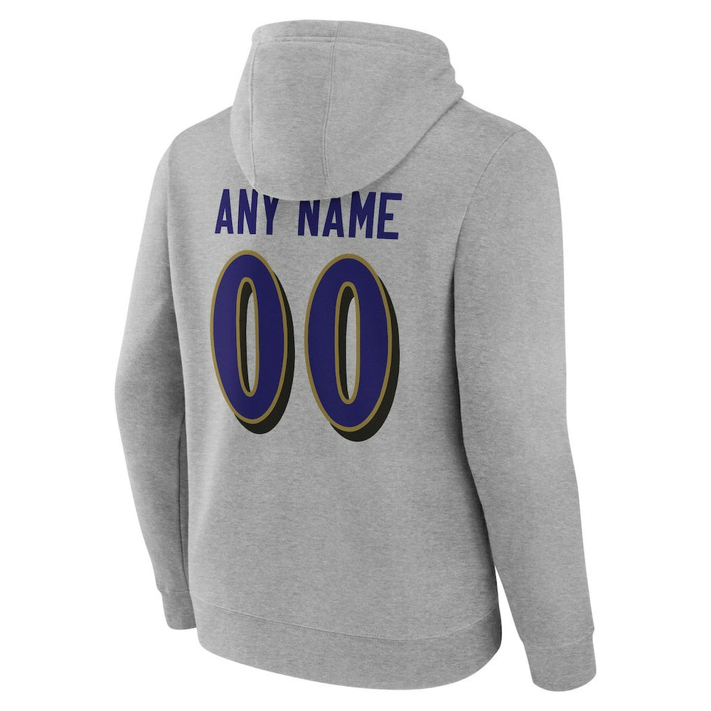 Baltimore Ravens Team Authentic Personalized Name & Number Hoodie Gray | NFL