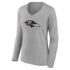 Baltimore Ravens Women's Team Authentic Personalized Name & Number Long Sleeve V-Neck T-Shirt Gray | NFL