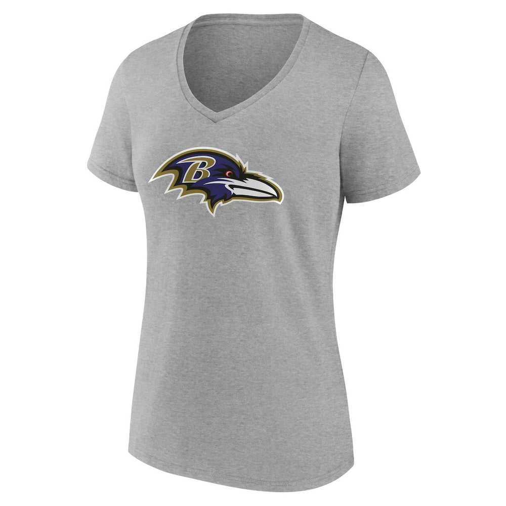 Baltimore Ravens Women's Team Authentic Personalized Name & Number V-Neck T-Shirt Gray | NFL