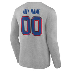 Buffalo Bills Team Authentic Personalized Name & Number Long Sleeve T-Shirt Gray | NFL
