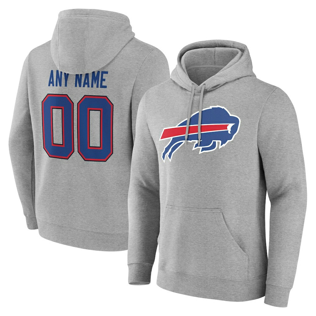 Buffalo Bills Team Authentic Personalized Name & Number Hoodie Gray | NFL